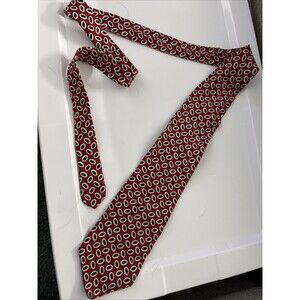 TED LAPIDUS Mens Silk Tie Vintage Burgundy Red Medallion Print Foulard 80s Style